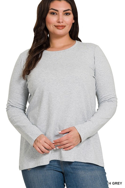 Zenana Clothing Plus Size Washed Baby Waffle Oversized Long Sleeve