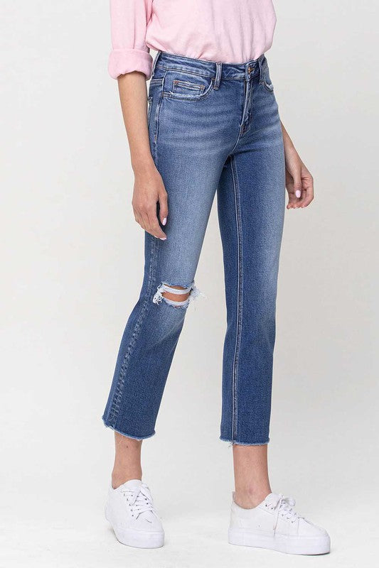 Vervet by Flying Monkey Mid-Rise Straight Crop Jeans