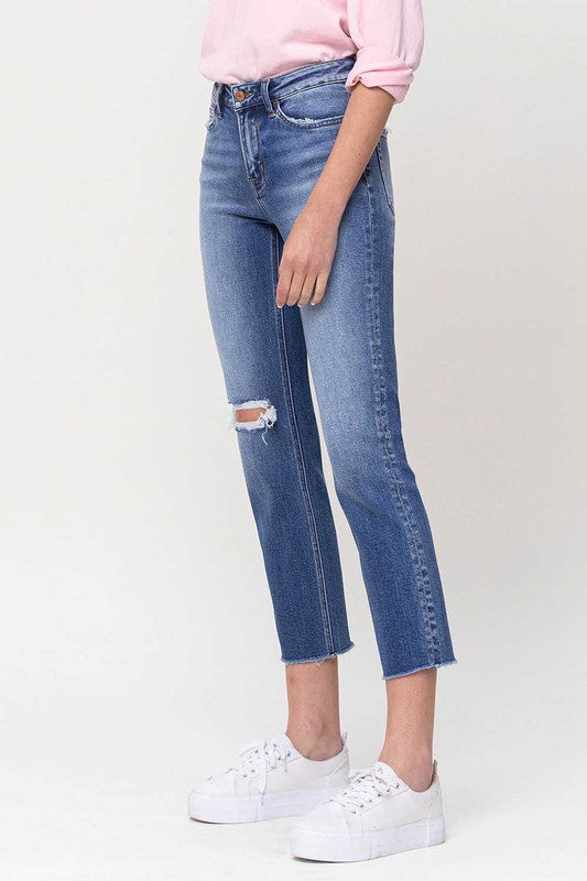 Vervet by Flying Monkey Mid-Rise Straight Crop Jeans