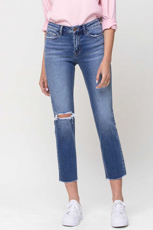 Vervet by Flying Monkey Mid-Rise Straight Crop Jeans