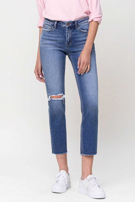 Vervet by Flying Monkey Mid-Rise Straight Crop Jeans