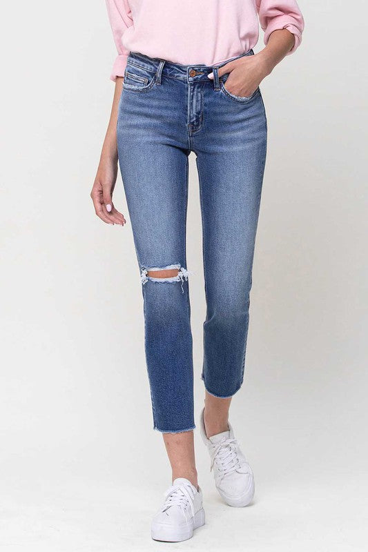 Vervet by Flying Monkey Mid-Rise Straight Crop Jeans