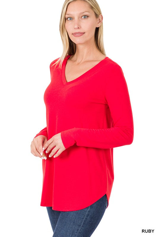 Zenana Outfitters:v-neck Long Sleeve Gray95% Cotton5% Spandext-shirtsize: M