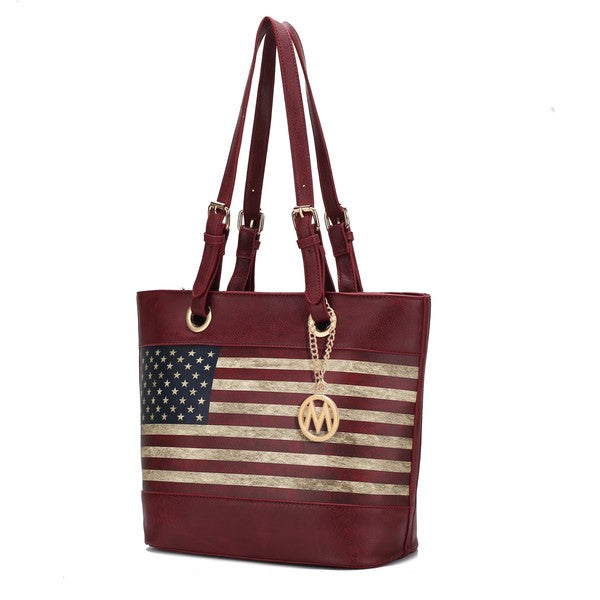 MKF Collection Vera American Flag Pattern Tote Bag by Mia k