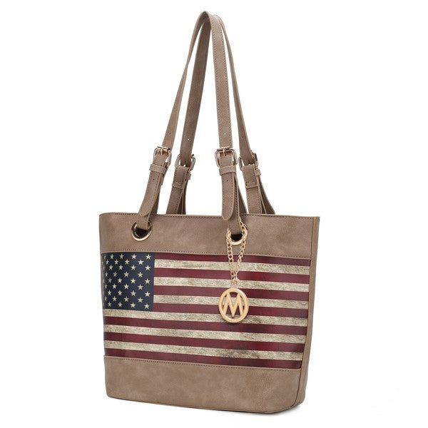 MKF Collection Vera American Flag Pattern Tote Bag by Mia k