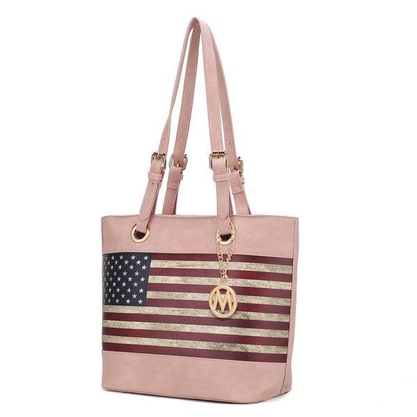 MKF Collection Vera American Flag Pattern Tote Bag by Mia k