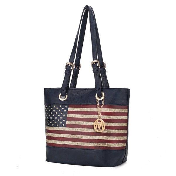 MKF Collection Vera American Flag Pattern Tote Bag by Mia k