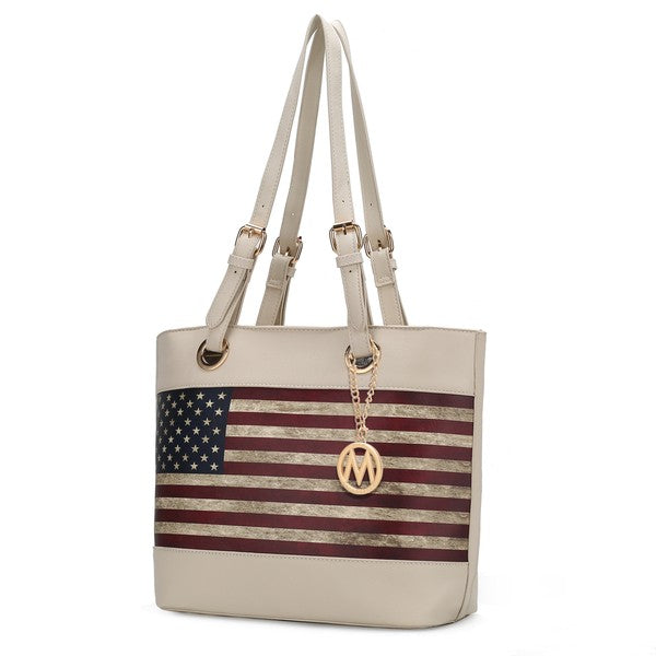 MKF Collection Vera American Flag Pattern Tote Bag by Mia k