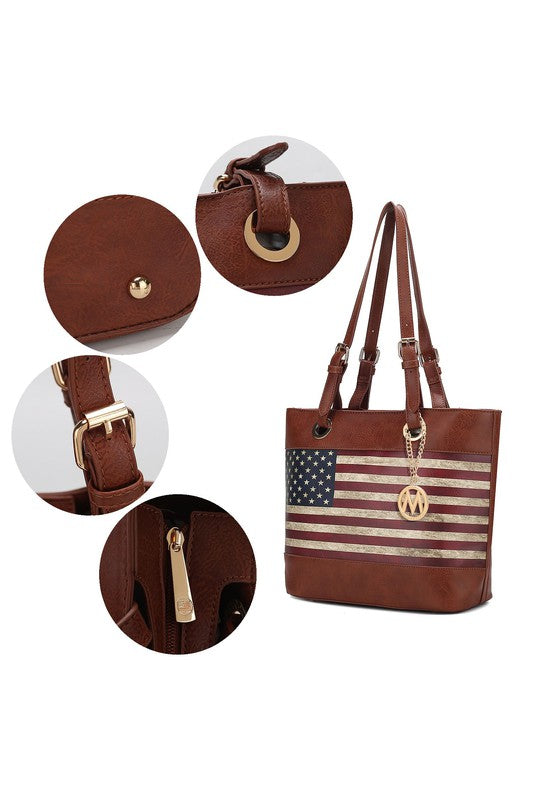 MKF Collection Vera American Flag Pattern Tote Bag by Mia k