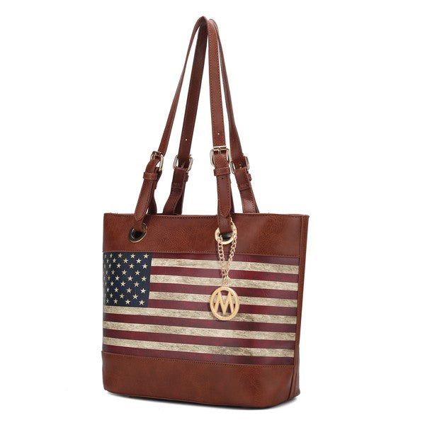 MKF Collection Vera American Flag Pattern Tote Bag by Mia k