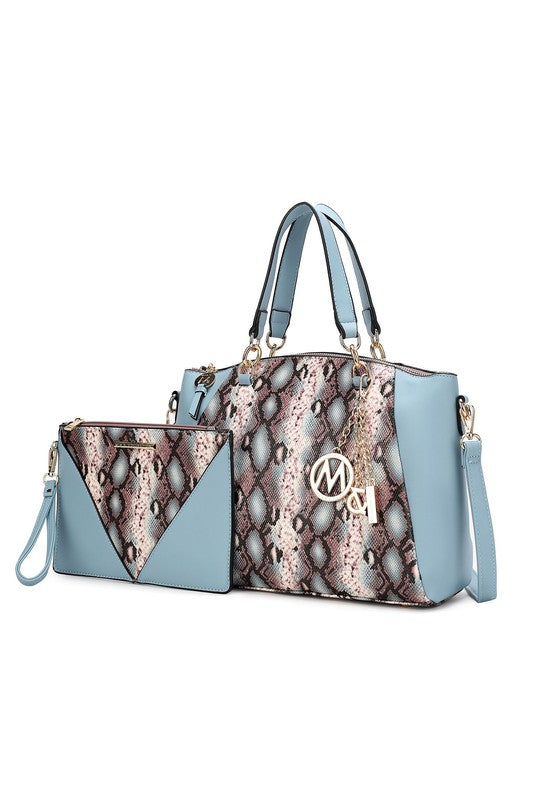 MKF Addison Snake Embossed Tote Bag and Wallet Mia