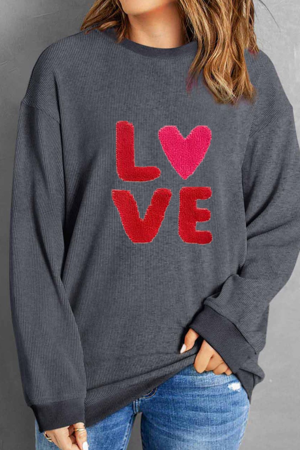 Valentine’s Day LOVE Round Neck Long Sleeve Sweatshirt