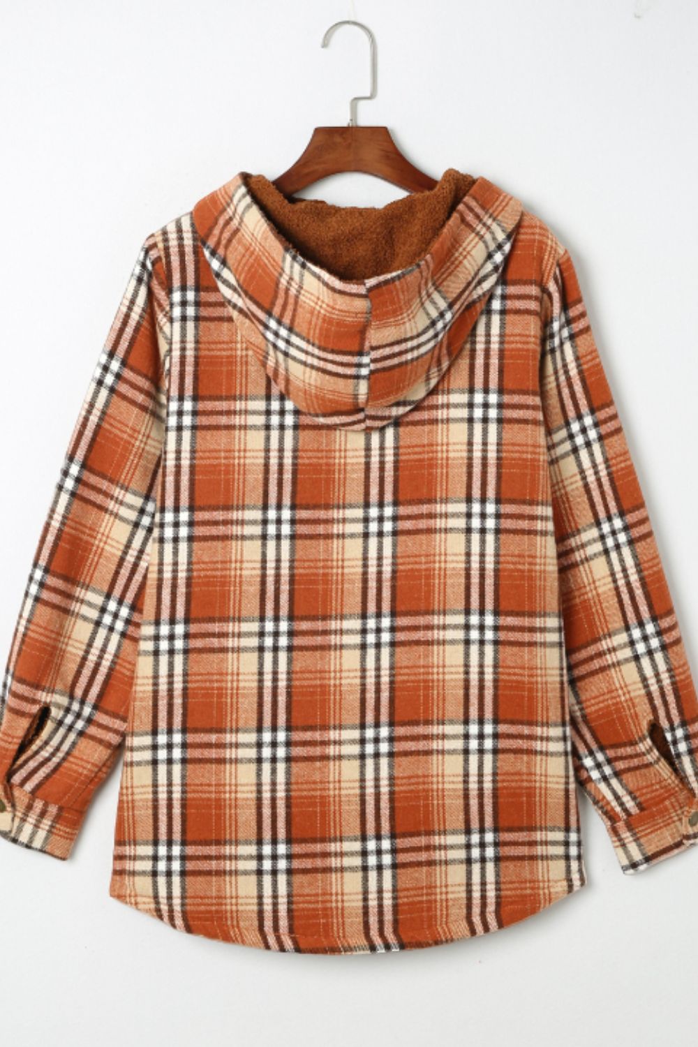 Plaid Button Up Long Sleeve Hooded Jacket