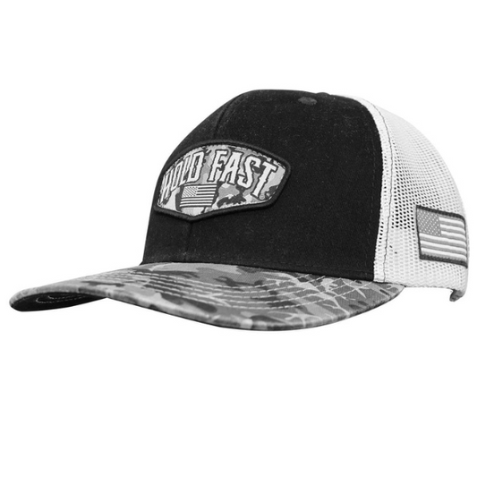 Hold Fast Men's Cap Black Camo Crest