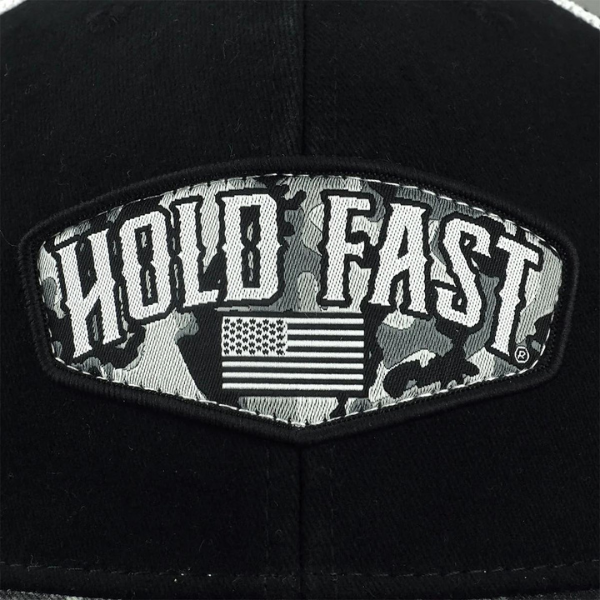 Hold Fast Men's Cap Black Camo Crest