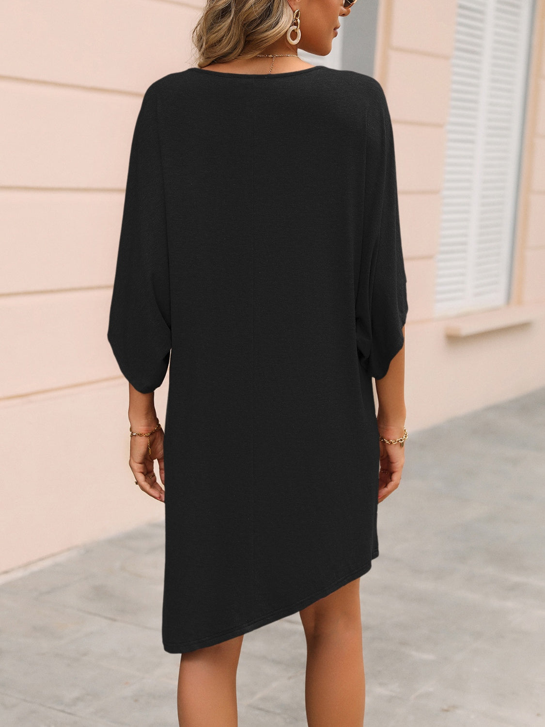 Ivy Lane Round Neck Three-Quarter Sleeve Tee Dress