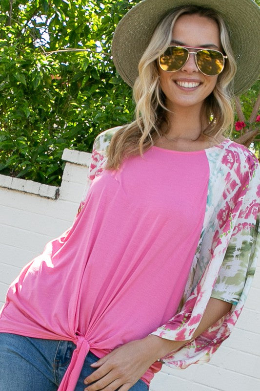 Tie Dye Mix Kimono Sleeve Top