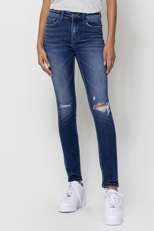 Flying Monkey Mid Rise Ankle Skinny W/Distressed Hem