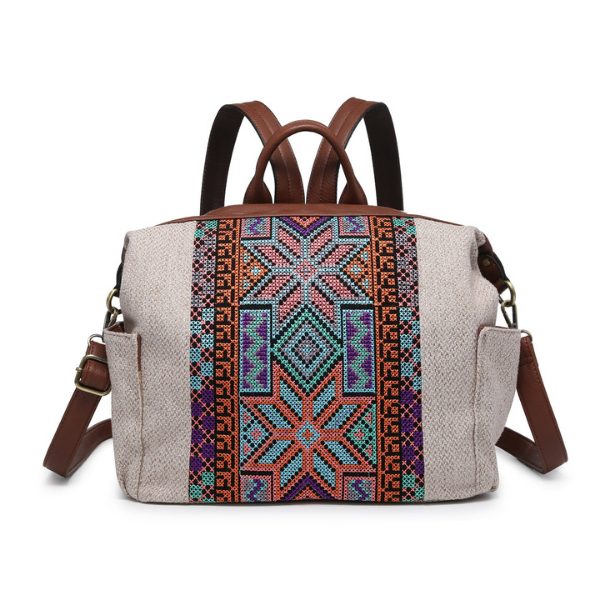 Lexie Convertible Aztec Style Backpack with Vegan Leather Accents