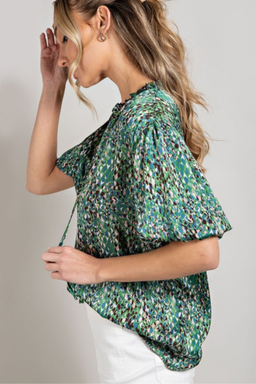 Tie Front Short Sleeve Blouse Top